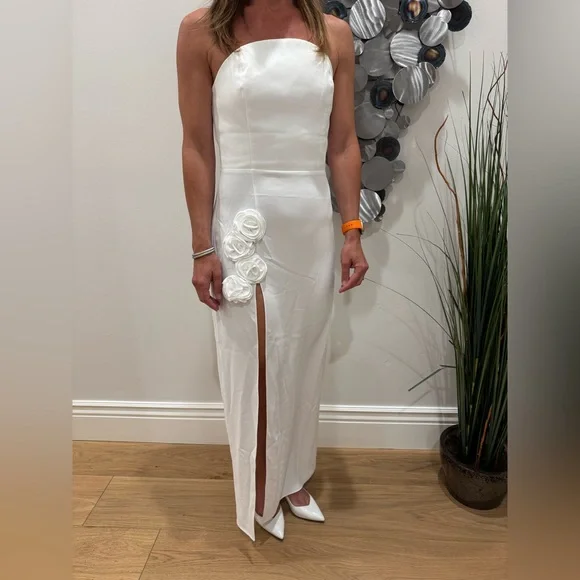 Amanda Uprichard Wolfe White Strapless Slit Gown - Picture 5 of 5